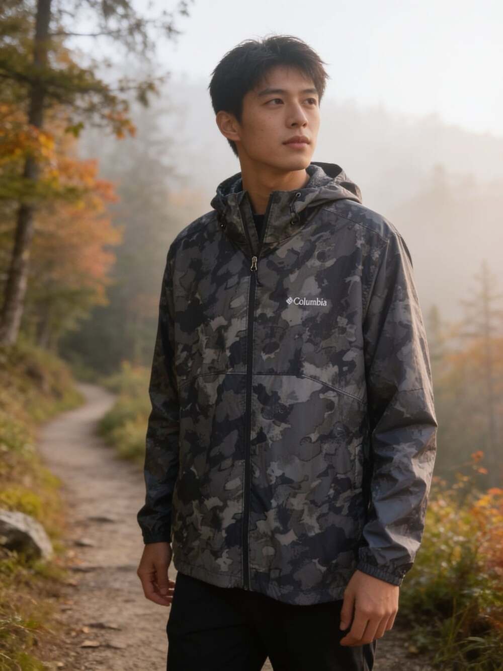 Columbia Spire Valley Windbreaker Size XL Camo Jacket